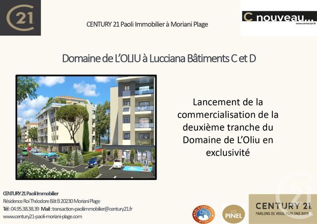 appartement à vendre - 2 pièces - 37.4 m2 - LUCCIANA - 20 - CORSE - Century 21 Paoli Immobilier